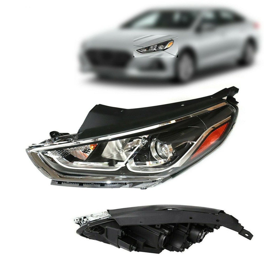 2018 2019 Sonata Halogen Headlight Assembly Chrome Housing Left Driver Side