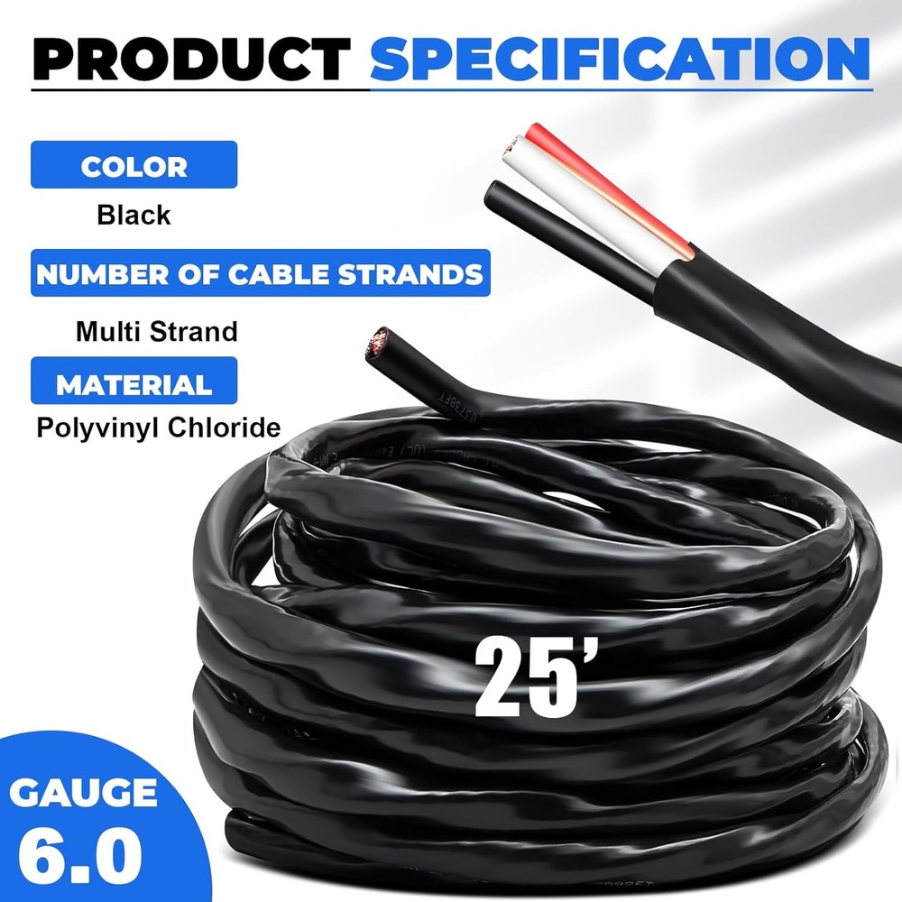 25 Ft 6/3 NM B Electrical Wire 3 Conductor Copper