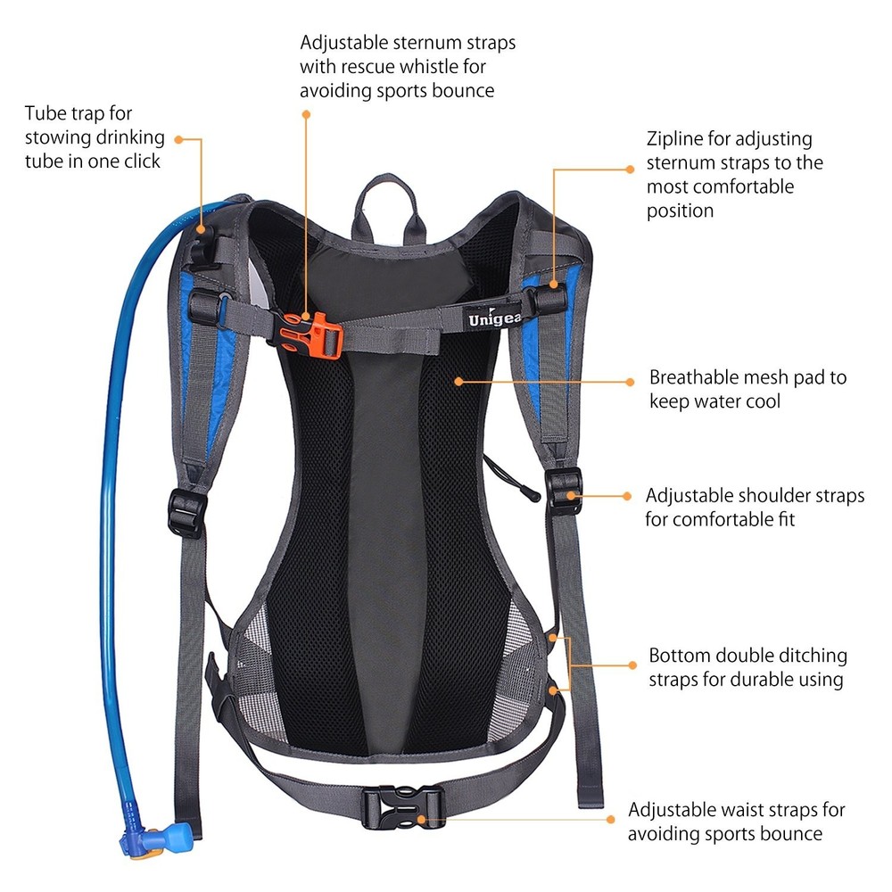 Unigear Hydration Pack Backpack with 70 oz 2L Water Bladder for Running, Hiki...