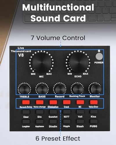 Podcast Equipment Bundle - V8 Audio Interface, BM800 Condenser Mic for Streaming