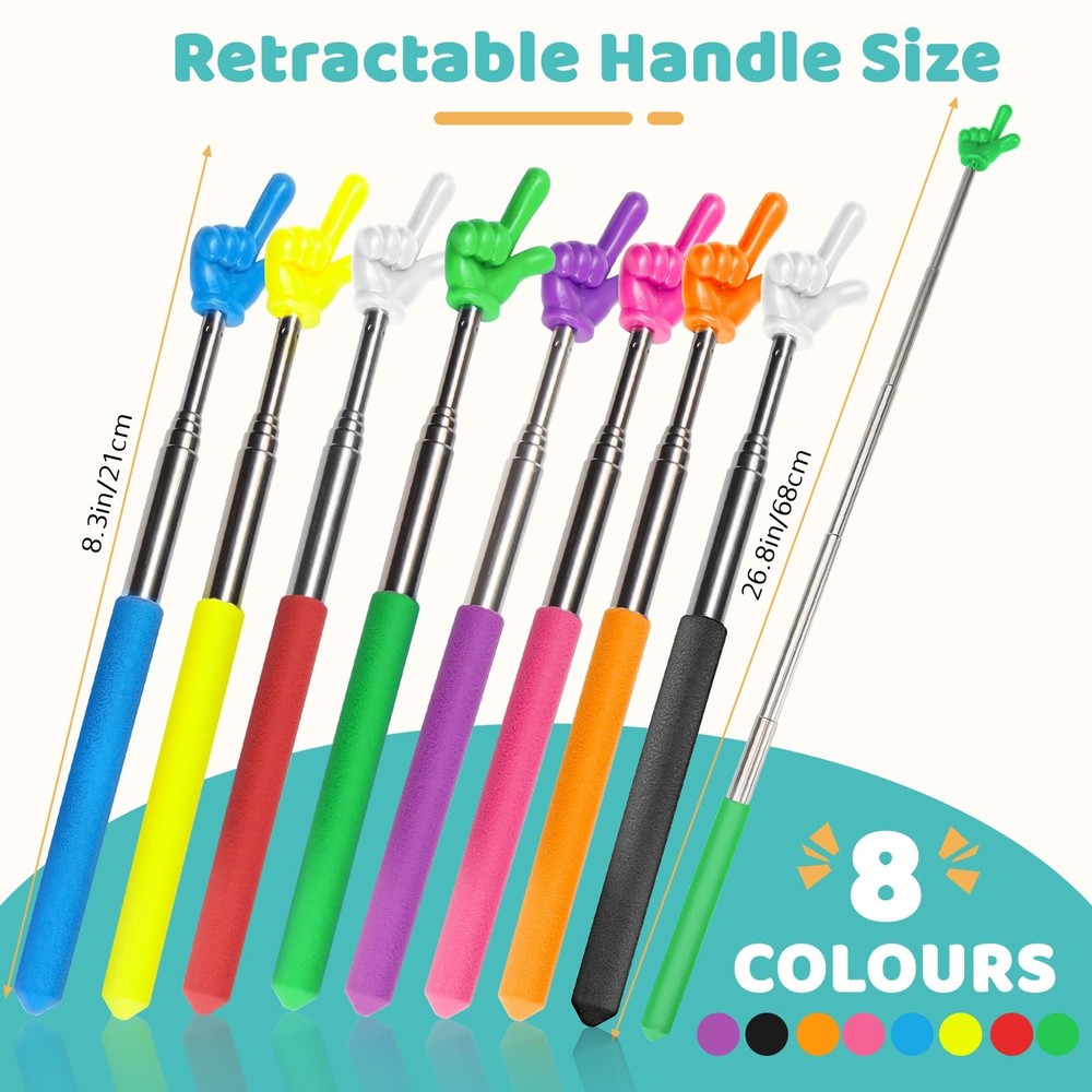 Bagentry 8 Pcs Teacher Pointer Stick for Classroom 7.8"/20 cm, 8 Colors