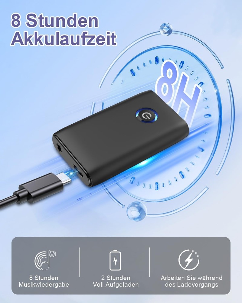 Transmisor Receptor Bluetooth 2 en 1, Llamada Manos Libres Aux