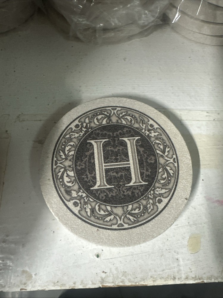 Thirstystone Monograms Coasters Natural Solid Sandstone Letter H*