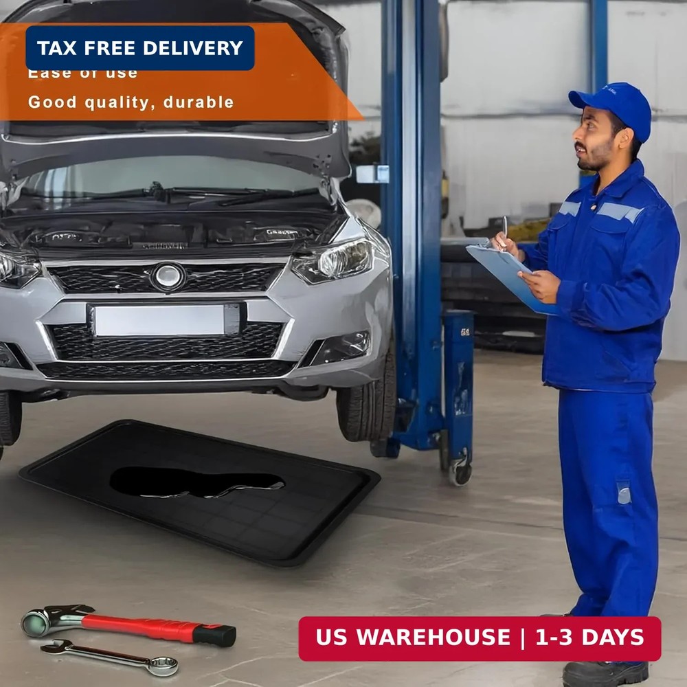 3pc Black Plastic Rectangular Stackable Automotive Drip Pans, 35.2 x 23.4 Inches