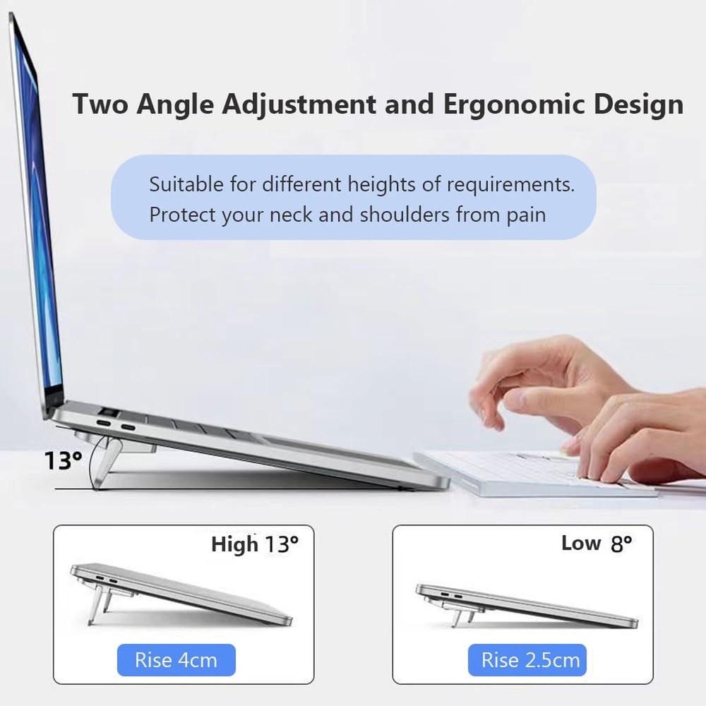 2PCS Zinc Alloy Mini Foldable Laptop Stand, Portable Computer Keyboard Riser ...