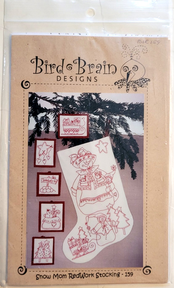 3 redwork patterns from 3 different designers, stocking, quilt, baby motif
