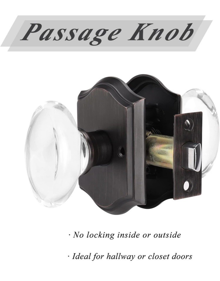 Probrico Crystal Door Knobs Keyless for Closet & Hallway