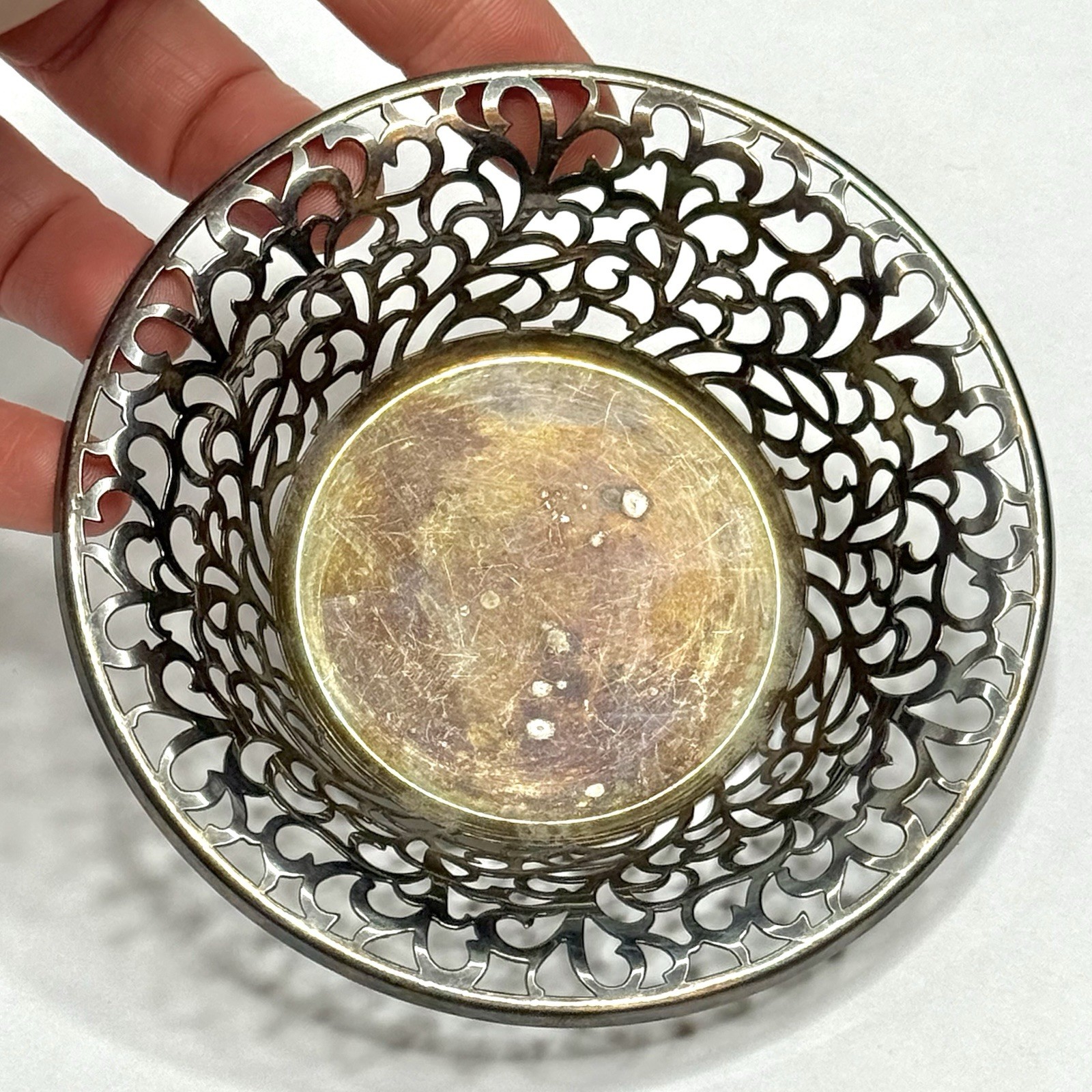 Antique WMF German 800 Silver Reticulated Pierced Bon Bon Dish Art Nouveau c1900