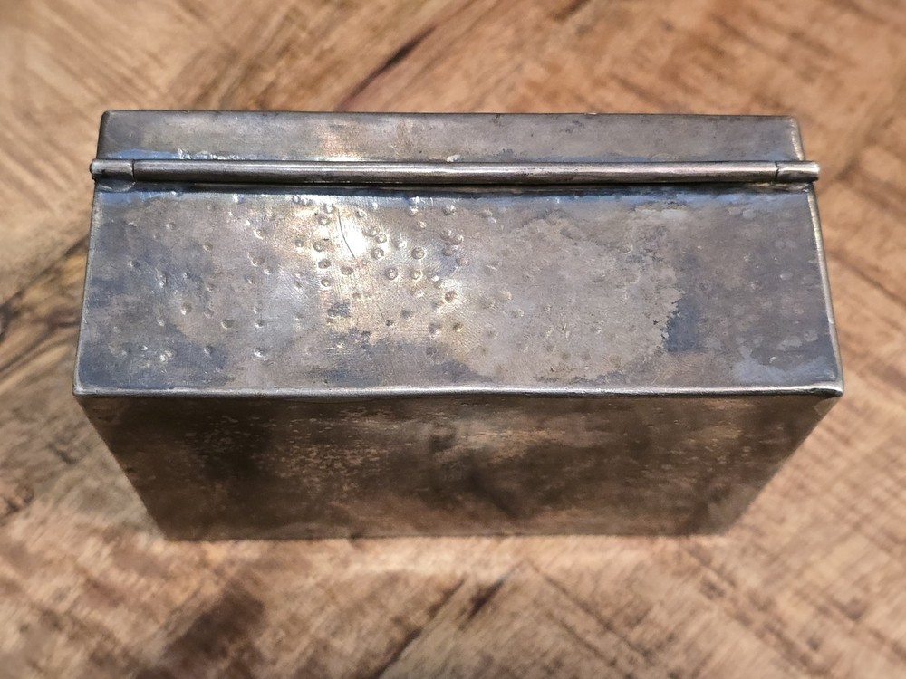 440 gm Solid Silver Antique Hinged Silver Box Snuff Cigarettes 90%