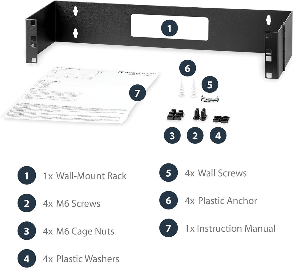 2U Hinged Wall Mount Patch Panel Bracket - 6 inch Deep - 19" Patch Panel Swin...