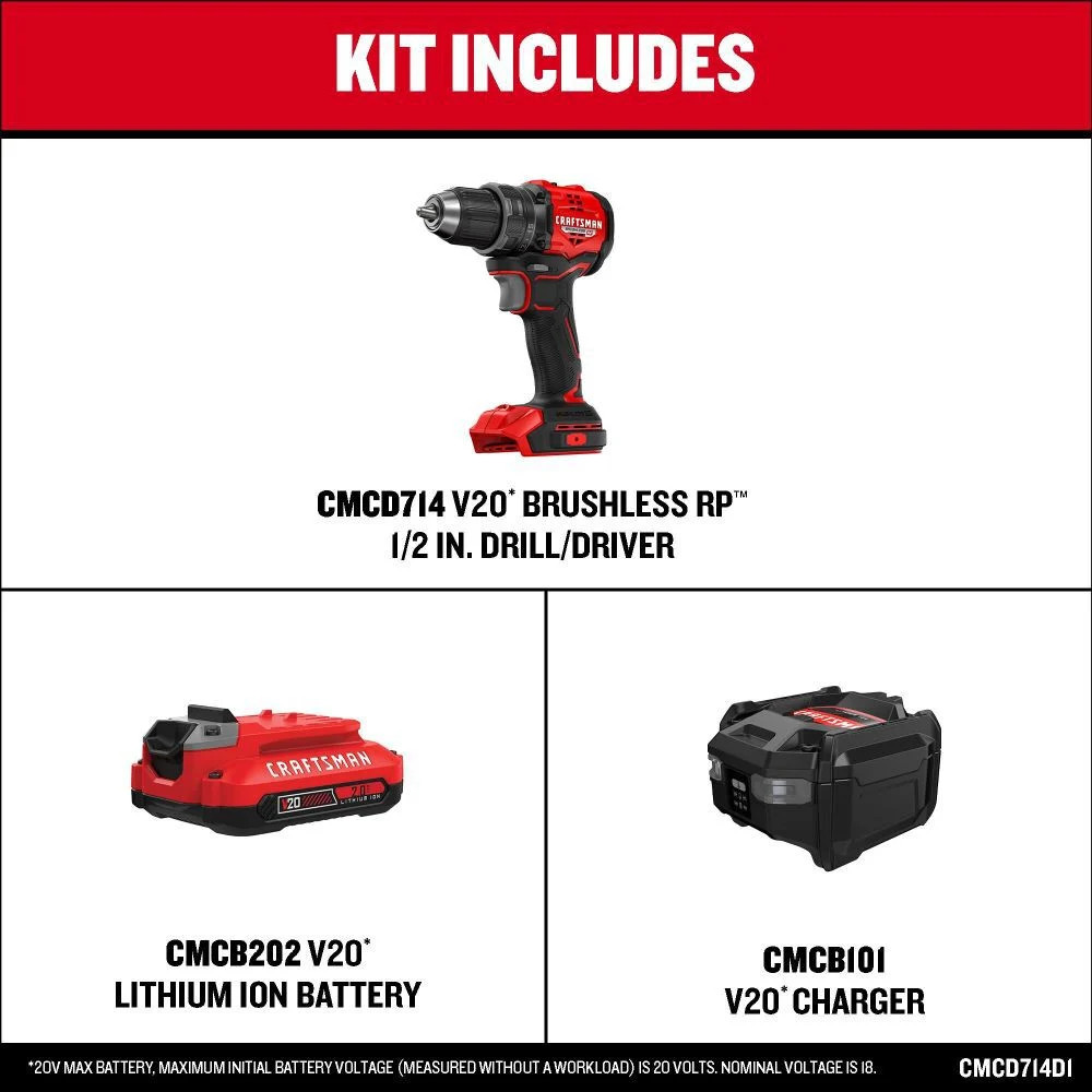 Craftsman V20 Brushless Rp Compact Drill Driver Kit