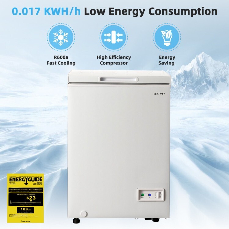3.5 Cu.ft Deep and Compact Chest Freezer Storage with Removable Storage Basket