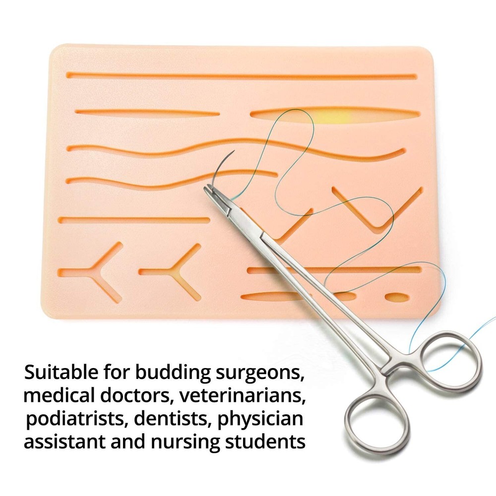 Pro-Grade Suture Practice Pad: Lifelike 3-Layer Simulation, 14 Wounds