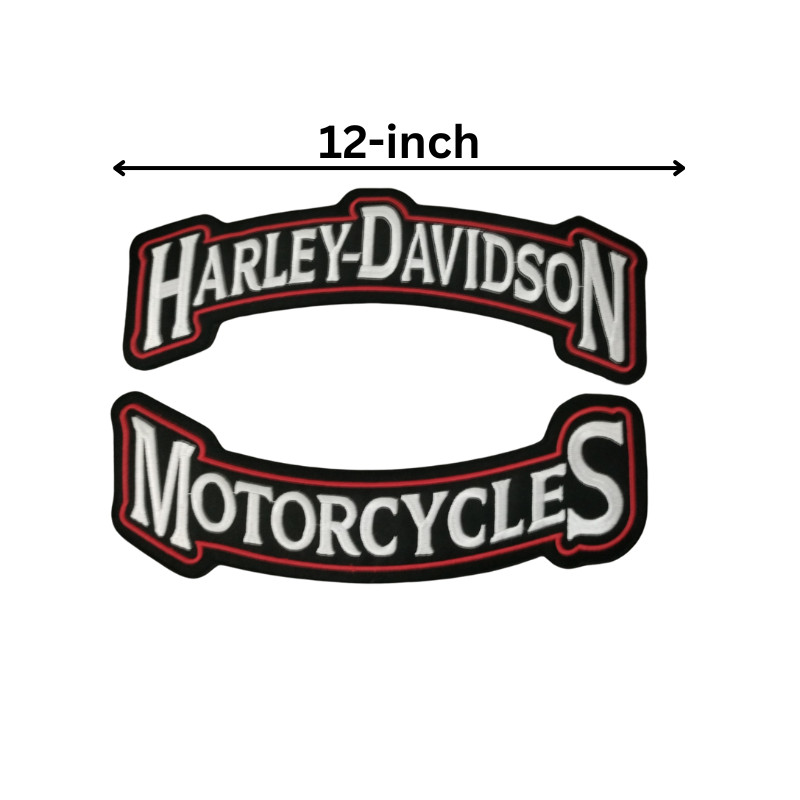 Harley-Davidson Red 12 Inch Top & Bottom Rocker Jacket Patch