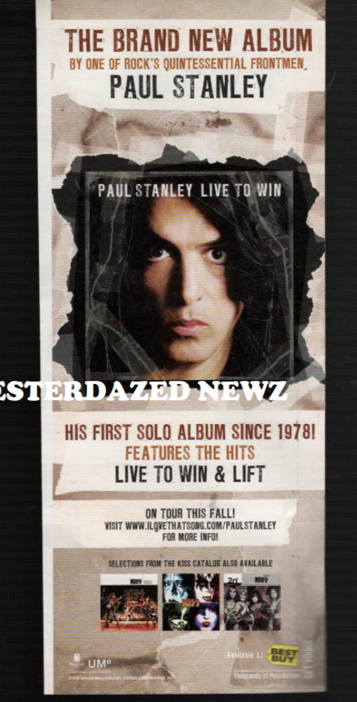 2006 print ad for Paul Stanley "Live To Win" album release