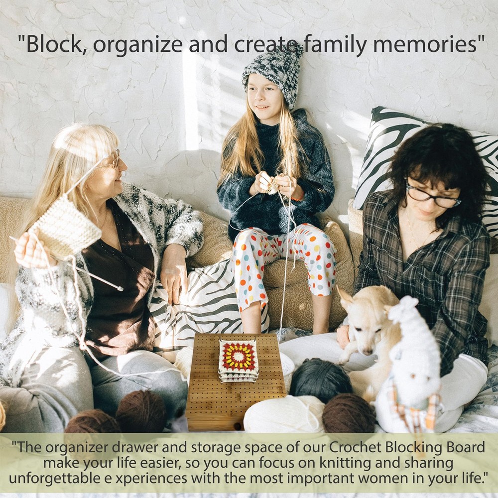 Crochet Blocking Boards+Multifunctional Container+Pins for Granny Square Blockin