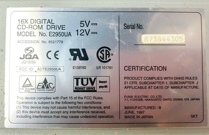 Funai Electric E2950UA CD-ROM Drive