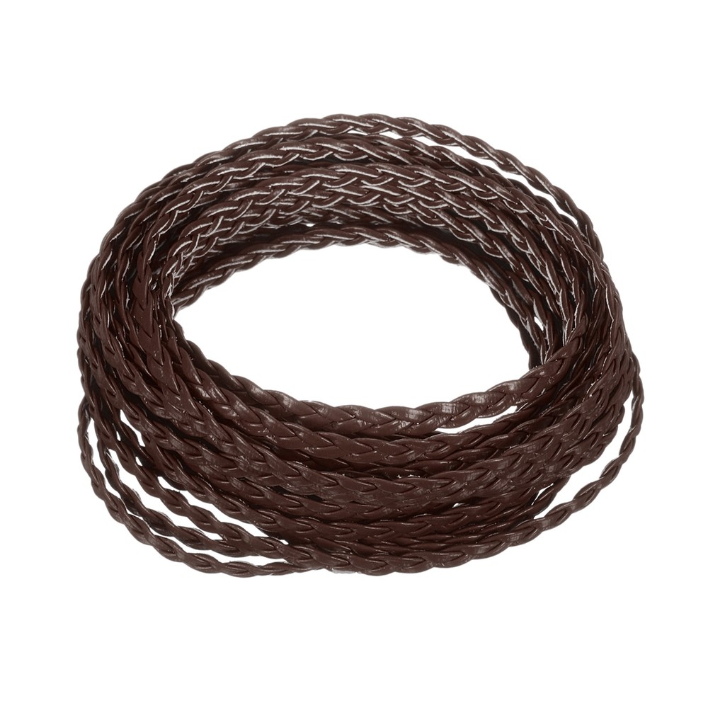 Braided Leather Cord, 5.5 Yards 5mm Flat Craft Leather String, Dark Coffee