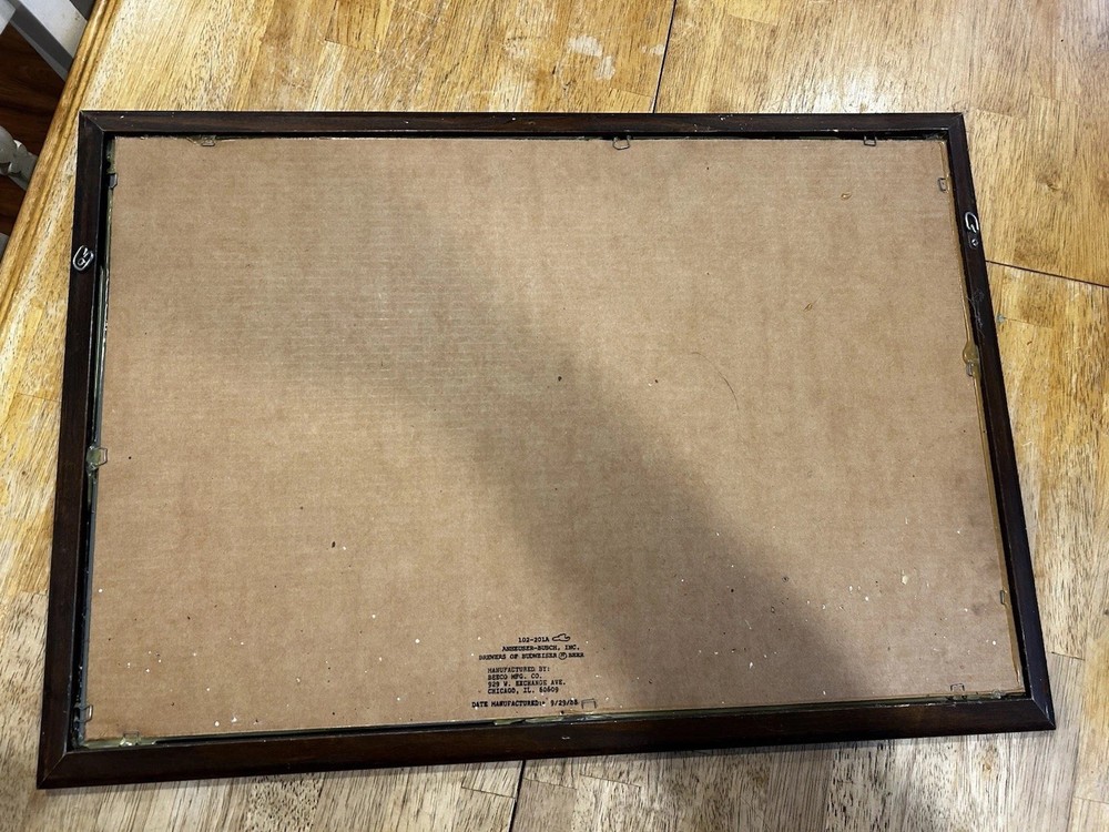 anheuser busch framed mirror 1988