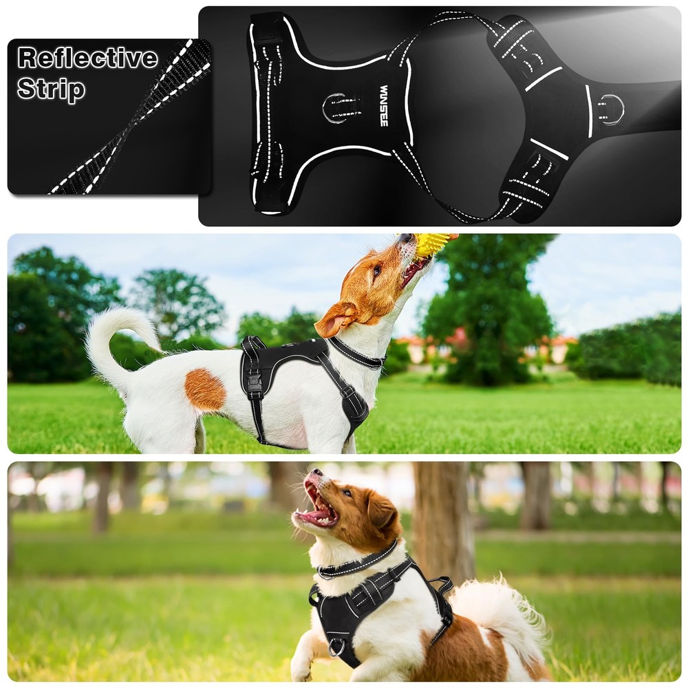 Dog Harness No Pull, Pet Harnesses with Dog Collar, Adjustable Reflective Oxf...