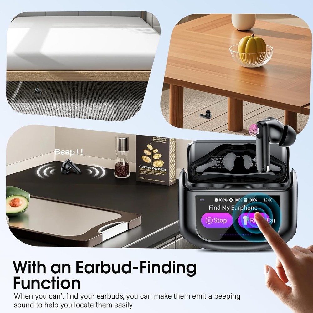 Wireless Earbuds, Bluetooth 5.4 Headphones with Multifunctional Touch Screen,...