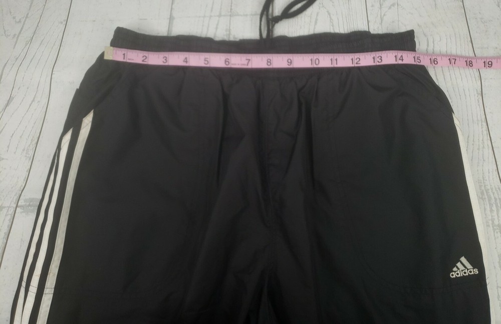 Adidas Climalite Large Track Pants Black White Stripe Ankle Zip Drawstring