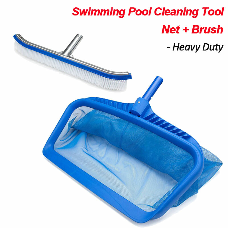 Pool Maintenance Cleaning Kit Skimmer Net Leaf Rake & 18" Brush Head Cleaner US