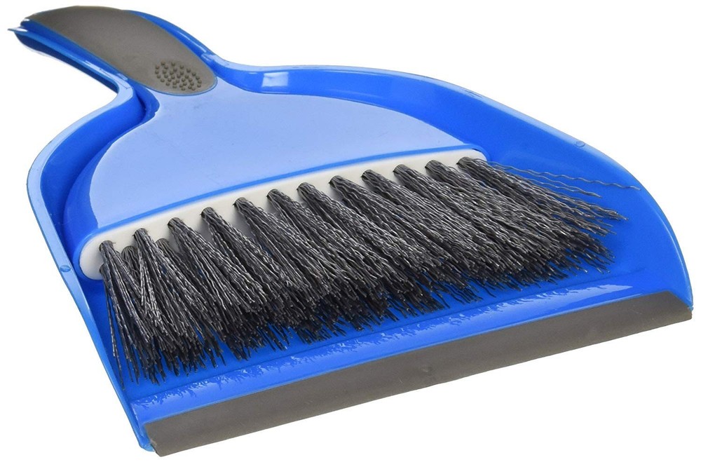 Small Hand Broom with Snap-on Dust Pan, Blue - 2 sets