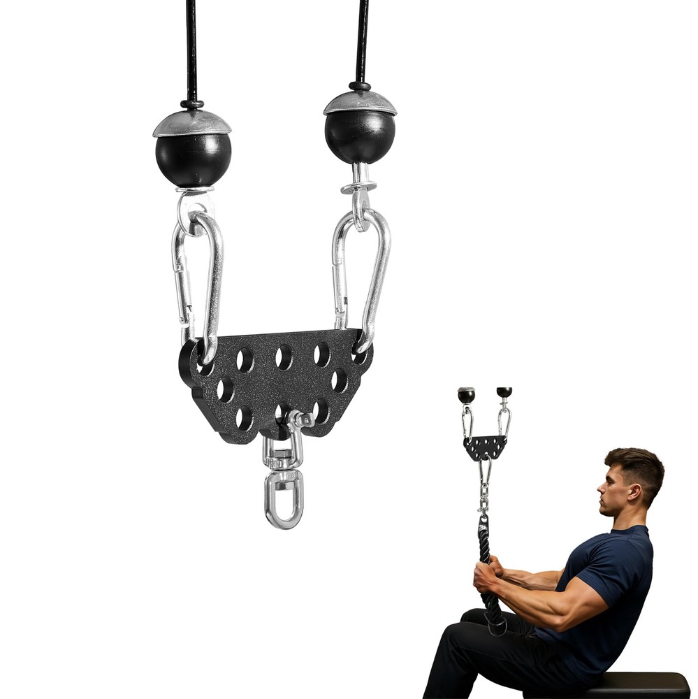 Multi-Grip LAT Pull Down Bar Hardened Powder-Coated Finish, 360° Rotating Sta...
