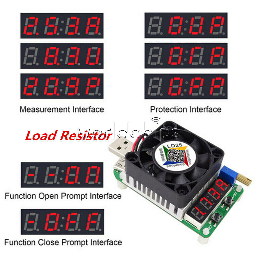 LD25 LD35 Electronic Load Resistor USB Interface Discharge Battery Tester