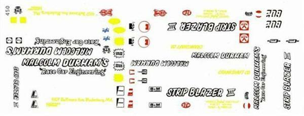 Fred Cady 450 Strip Blazer 65 Chevelle Malcolm Durham 1/25 waterslide Drag decal