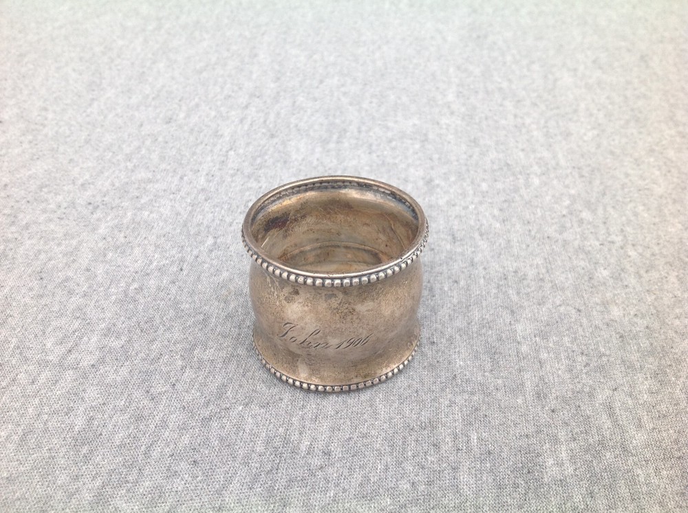 Hallmarked Sterling Silver Napkin Holder "John 1906"
