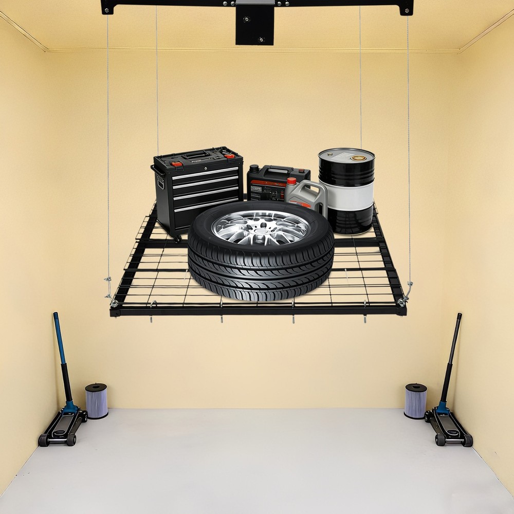 250lbs Overhead Garage Lifting Storage Rack Ceiling Mount Hanging Organizer Unit