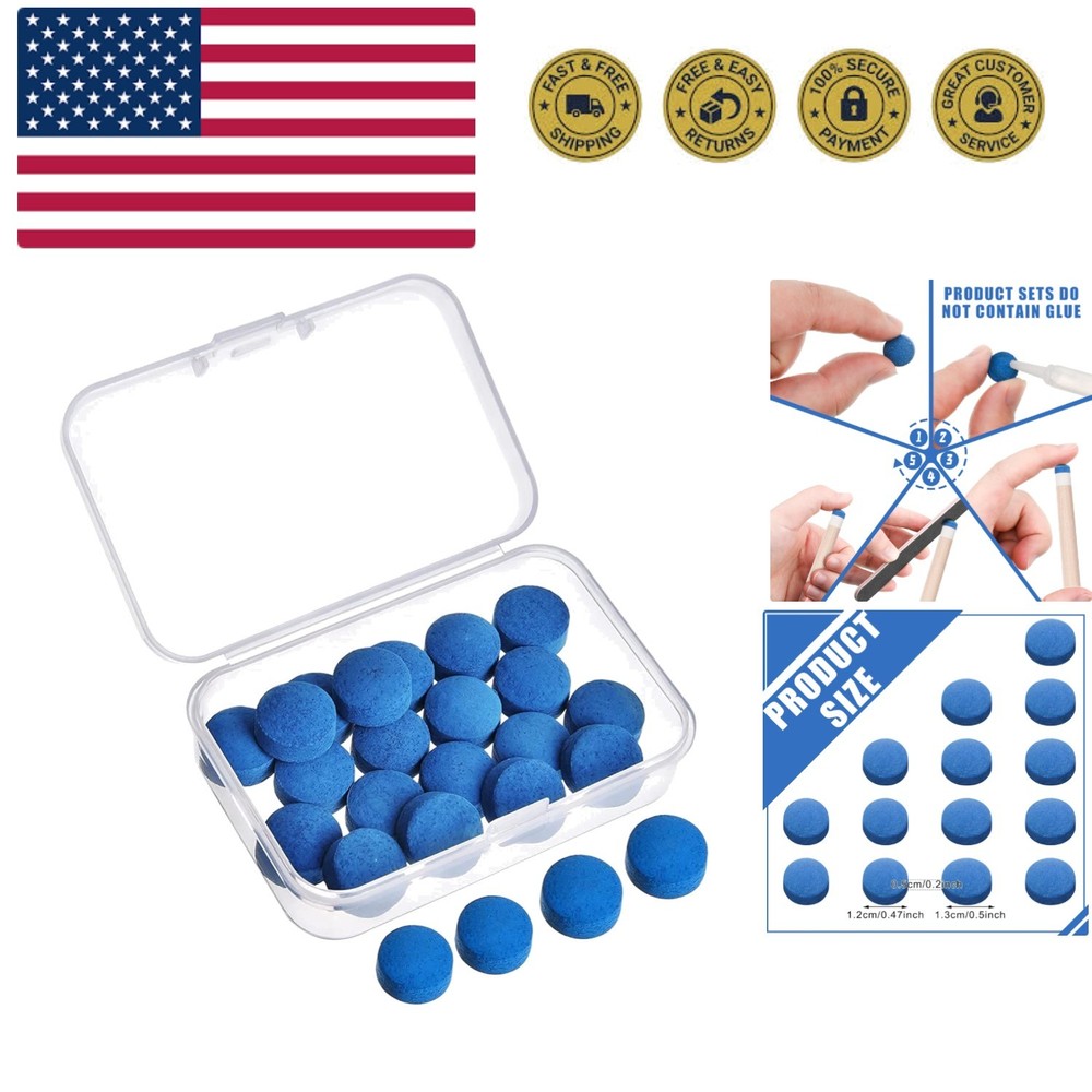 20 Pcs Billiard Pool Cue Tips Replacement Kit Pool Stick Tips with Storage Bo...