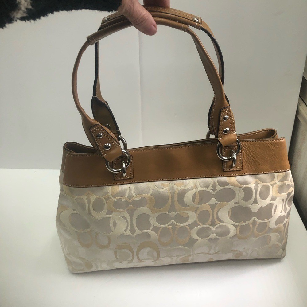 Coach Brown and Cream Shoulder Bag