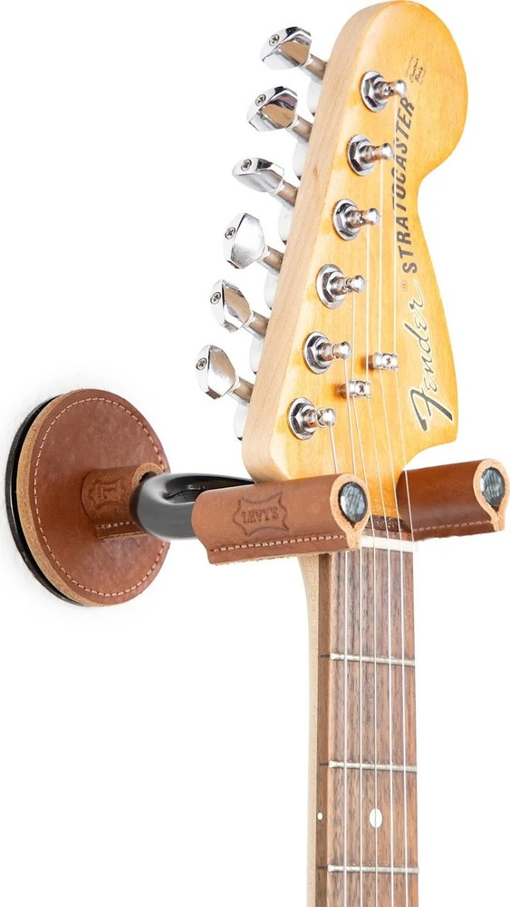 Black Forged Guitar Hanger w/ Tan Leather
