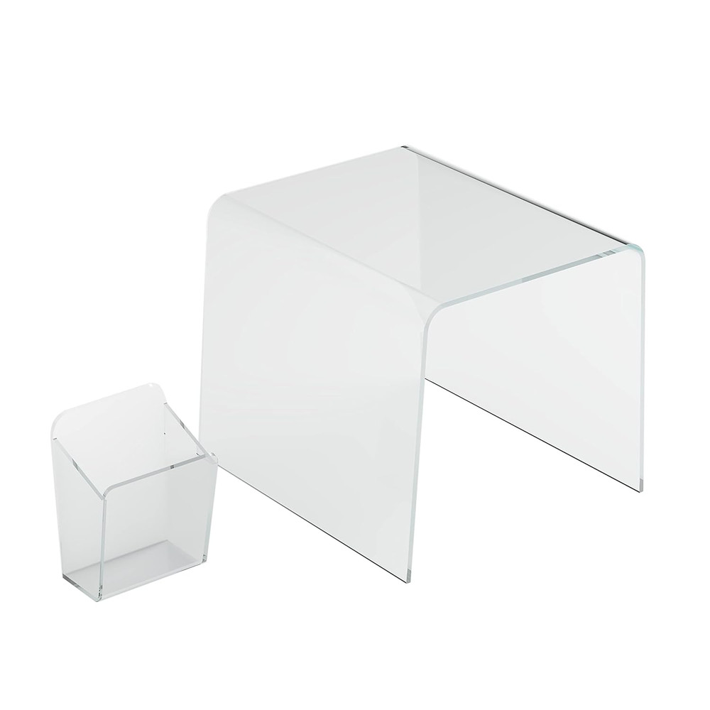Clear Acrylic Locker Organization Kit, Includes Cup and Bent Shelf, 2 Pieces