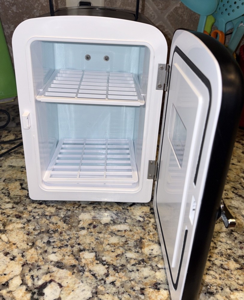 Frigidaire Mini Fridge 6 can Retro Mini Refrigerator Black - Gets Cold! Make-Up