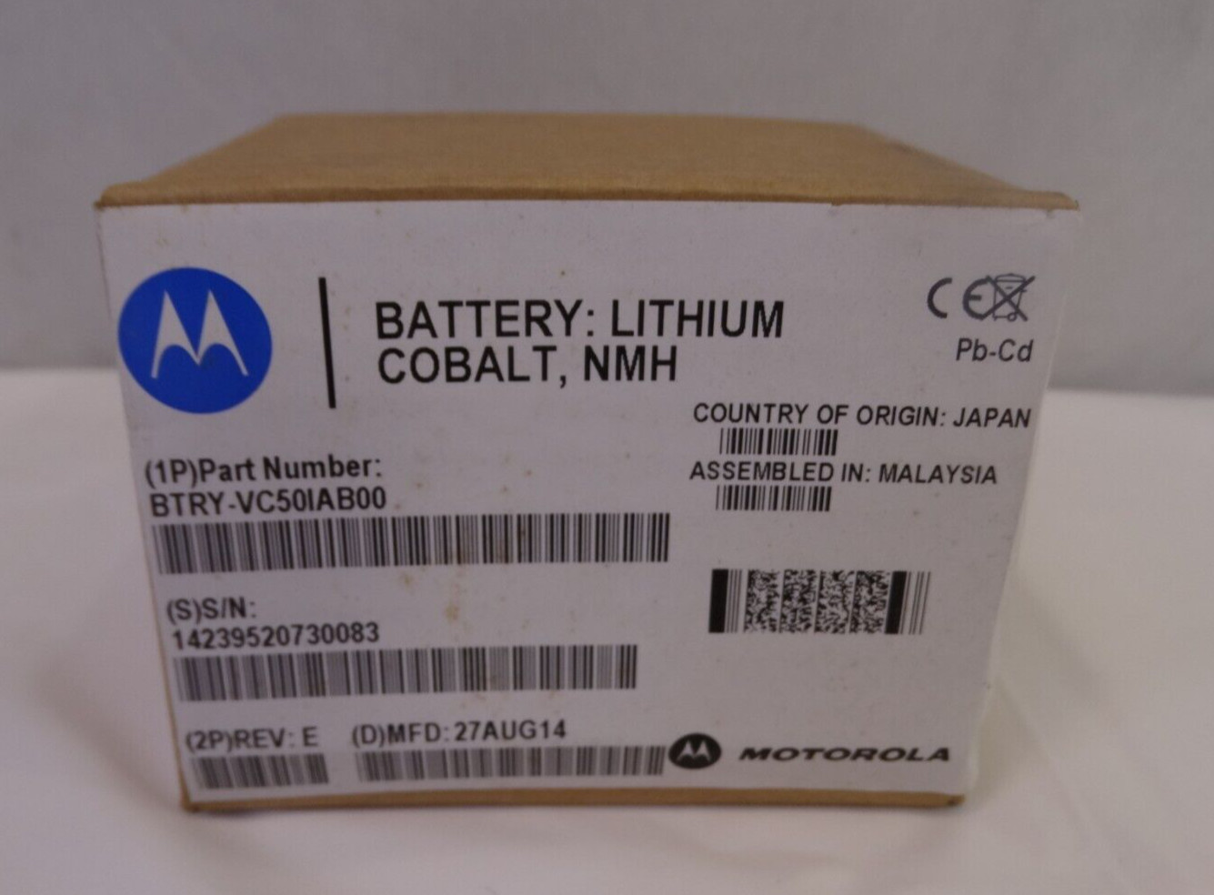 Motorola BTRY-VC50IAB00, Lithium-ion Cobalt Battery UPS, NEW
