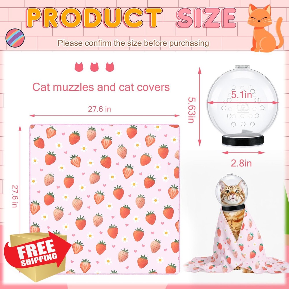 Chunful Cat Muzzle Grooming Mask Strawberry M Size