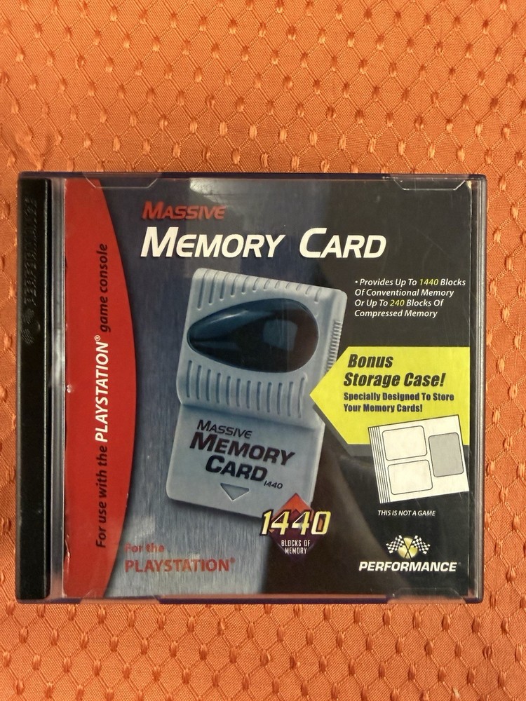Massive Memory Card 1440 Blocks Performance Playstation PS1 Storage Case Works