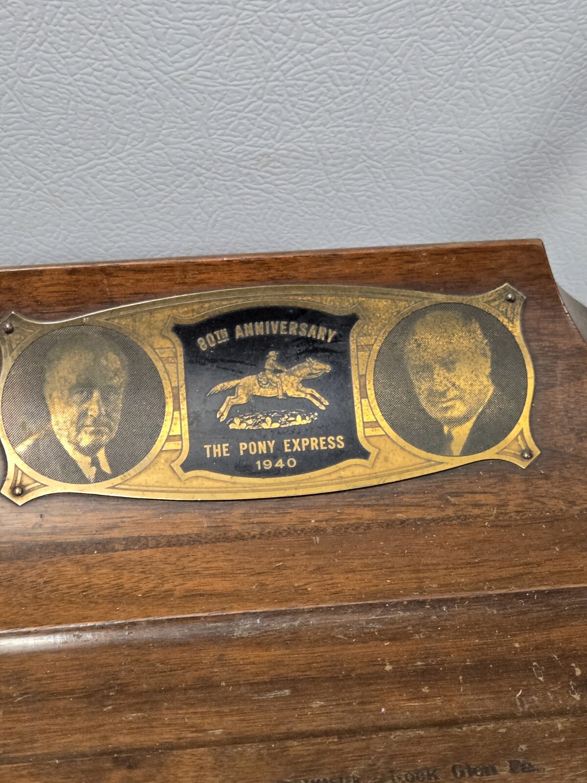 Old 1940 Pony Express Presentation Sheaffer Pen Desk Set Roosevelt Rock Glen PA