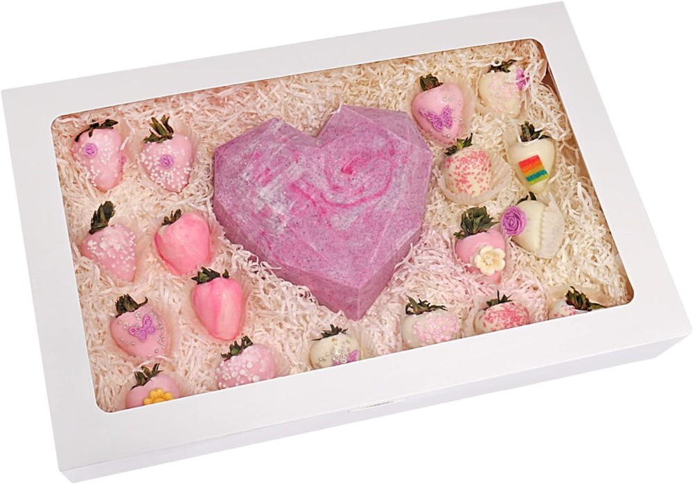 30-Pack 17" x 11" x 2.5" Cookie Boxes with Window, Large Bakery Boxes, White