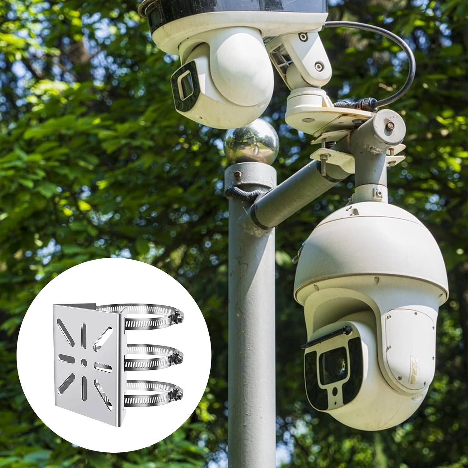 3 Loops Stainless Steel Corner Mount Bracket for IP CCTV Security Cameras