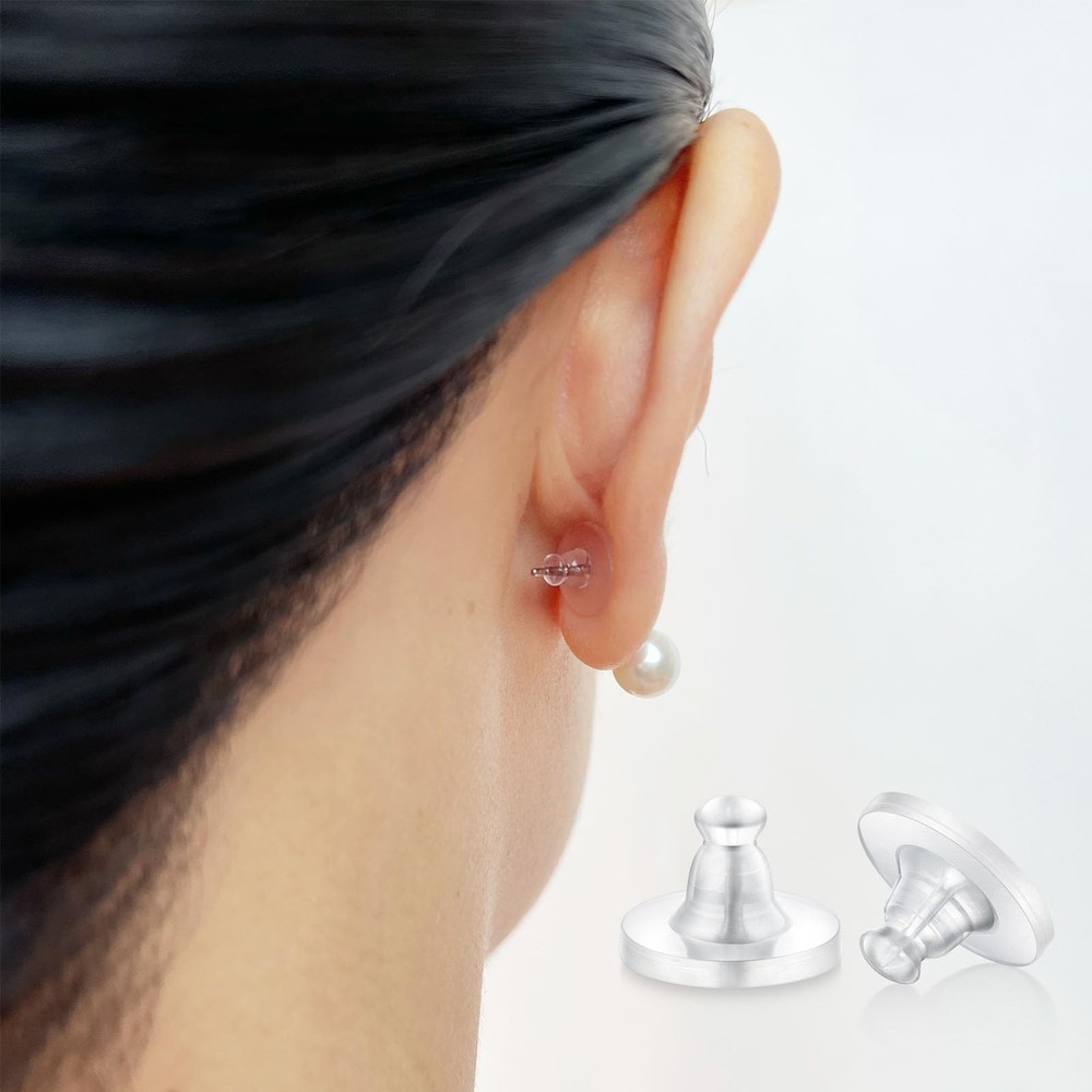 Earring Backs Rubber,100pcs Soft Clear 10MM, Silicone 100