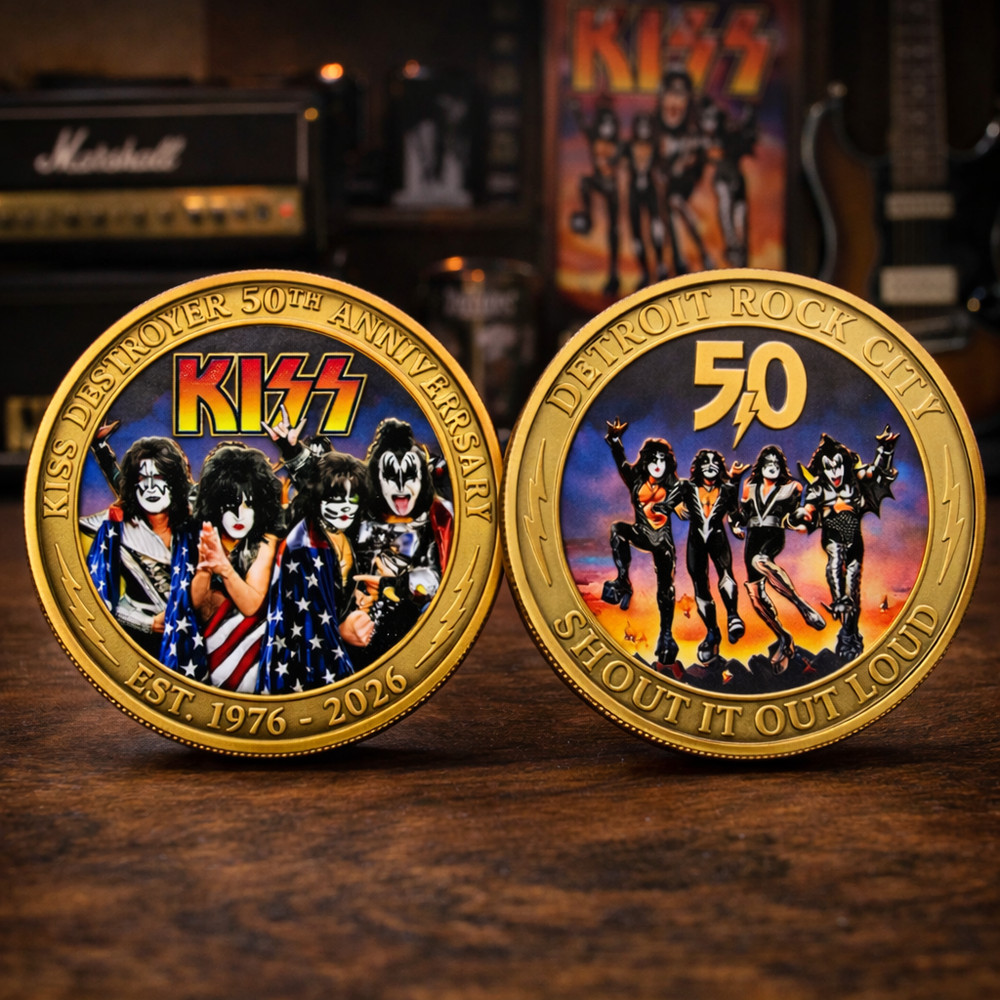 KISS Band Destroyer 50th Anniversary 1976-2026 Commemorative Challenge Coin