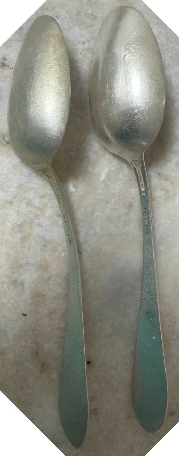 Pair of Antique sterling D. Low & Co. Spoons 7" - 67.3g