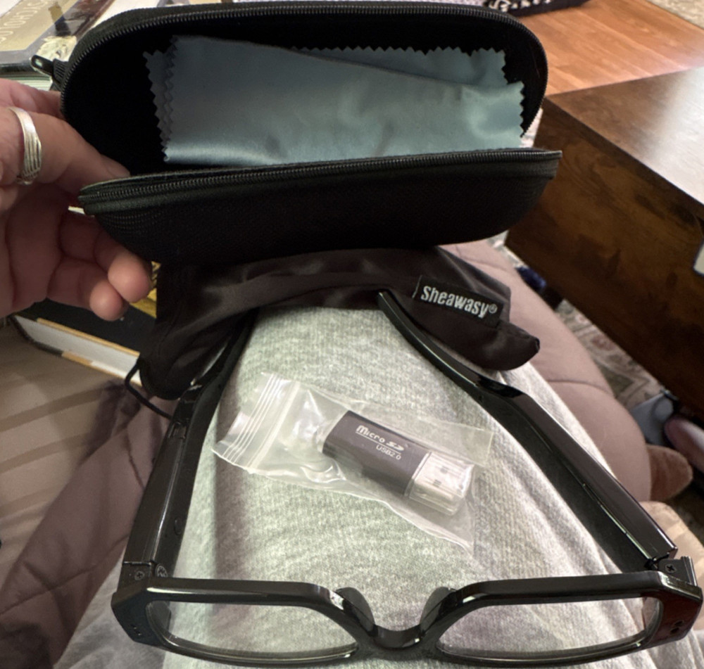 Sheawasy Smart Glasses USB Connectivity with USB Adapter and Protective Case