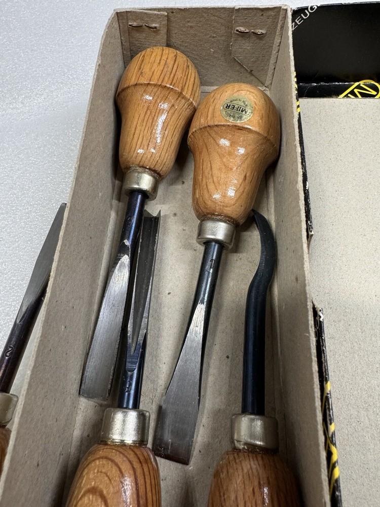5 Piece Mifer Wood Palm Carving Set Wood Working Tools Chisels Gouges Ref 500