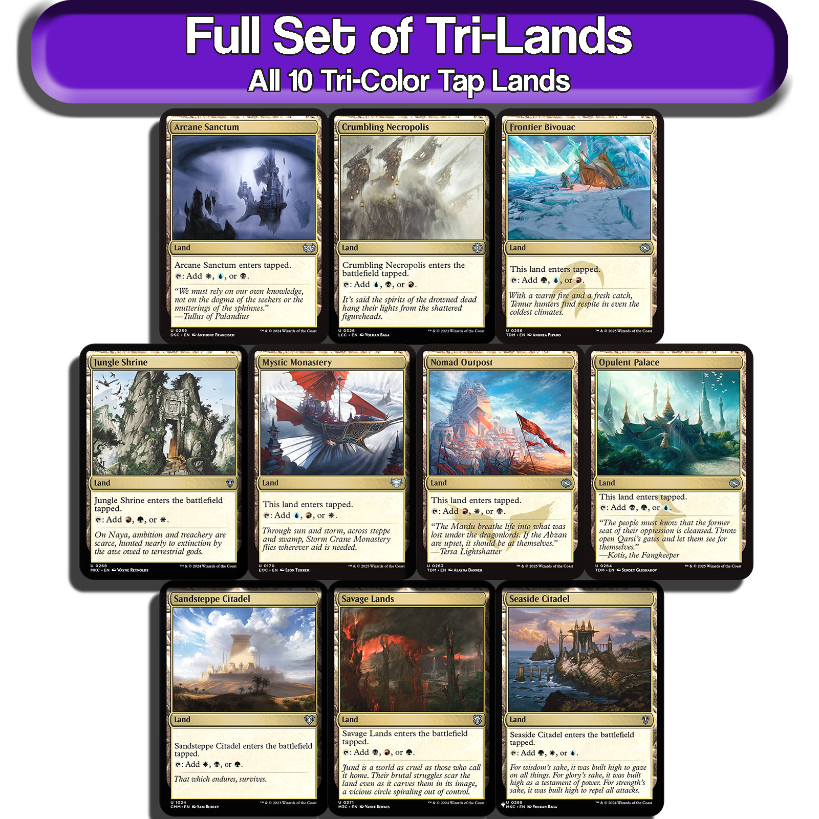 Tri Lands MTG Full Set of All 10 TriLands Commander EDH Lot [Magic Starter Pack]